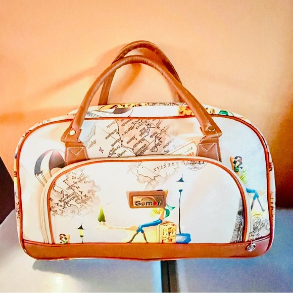 Handbags - NEW Colorful Travel Bag with Brown Accents